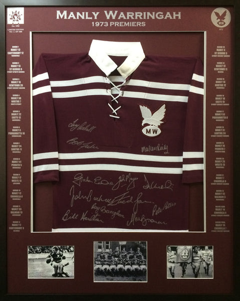 1973 Manly Sea Eagles Premiers Signed framed jersey – Blazed