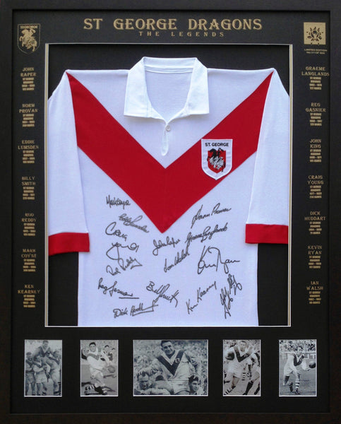 St George Dragons Legends - Signed & framed jersey – Blazed In Glory